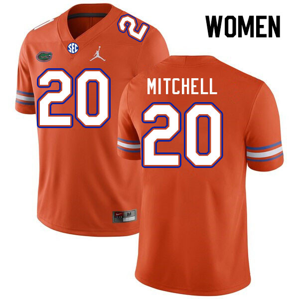 Women #20 Teradja Mitchell Florida Gators College Football Jerseys Stitched-Orange